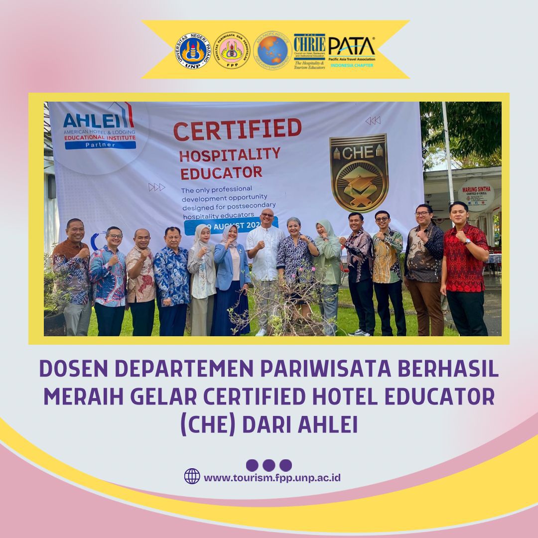 Dosen Departemen Pariwisata Berhasil Meraih Gelar Certified Hotel Educator (CHE) dari AHLEI